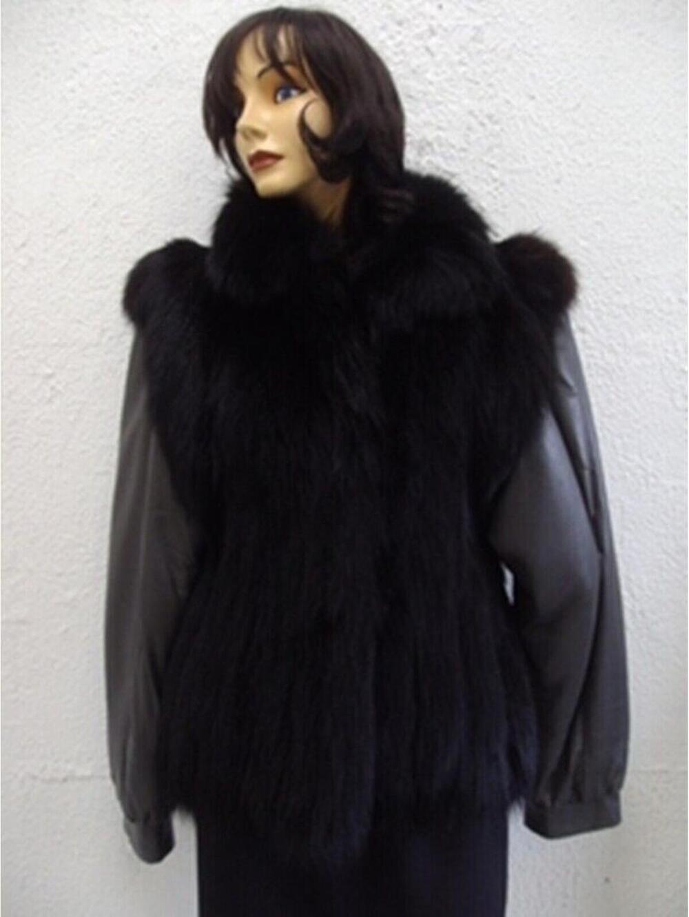 NEW BLACK RACCOON RACOON  FUR LEATHER JACKET COAT WOMAN WOMEN SIZE 6-8 SMALL